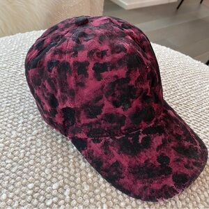 Unisex Black and Red Cotton Cap Hand-painted